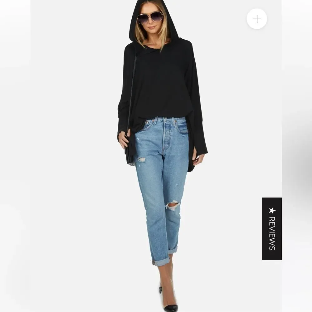 Michael Lauren DASH OVERSIZED HOODIE BLACK NWOT XS/S